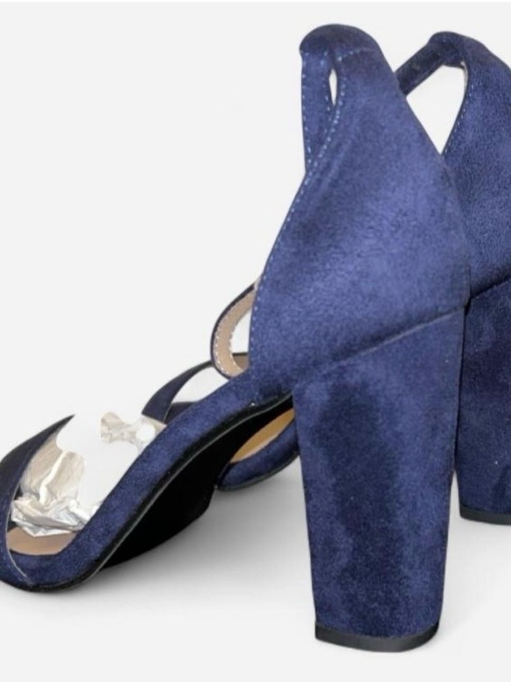 Navy Suede Block Heel Sandals - Women's